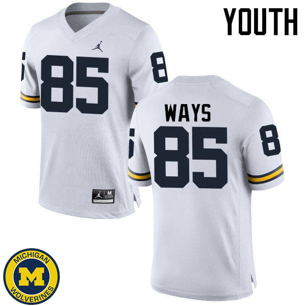 Youth Michigan Wolverines #85 Maurice Ways White NCAA Football Jersey